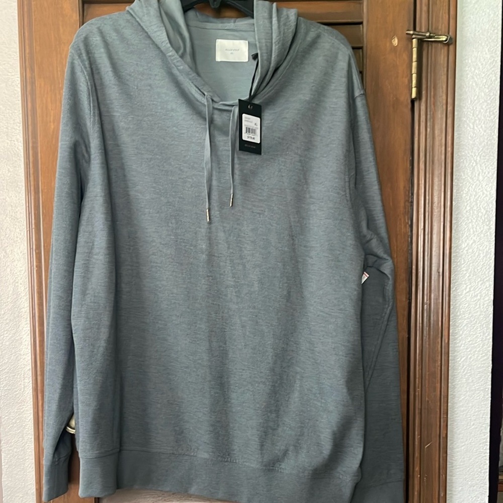 Billy Reid Double Face Washed Blue Knit Hoodie Pullover NWT